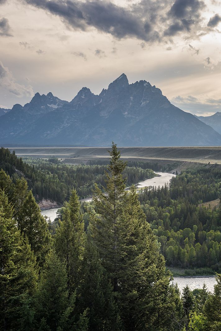 Grand Teton range from Snake River Overlook, Grand Teton NP, Wyoming, USA