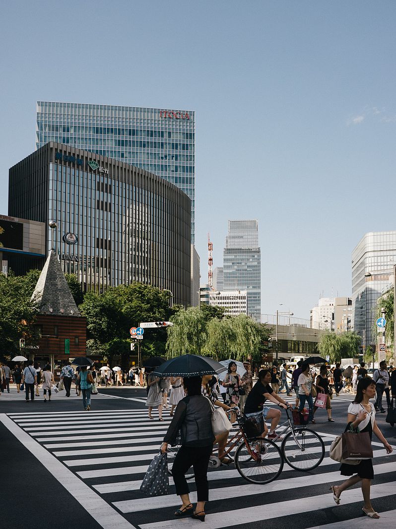 Pedestrian crossing in Ginza, Tokyo, Japan