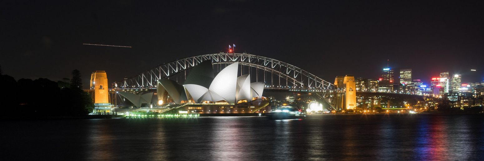 Sydney Opera House and Sydney Harbour Bridge from Royal Botanic Gardens, Sydney, Australia